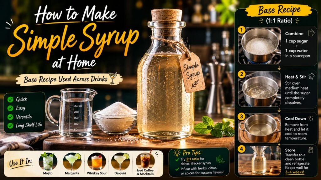 How to Make Simple Syrup at Home – base recipe used across drinks